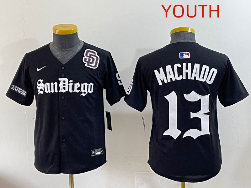 Youth 2025 San Diego Padres #13 Machado Black Five generations Joint Name Nike MLB Jersey style 20